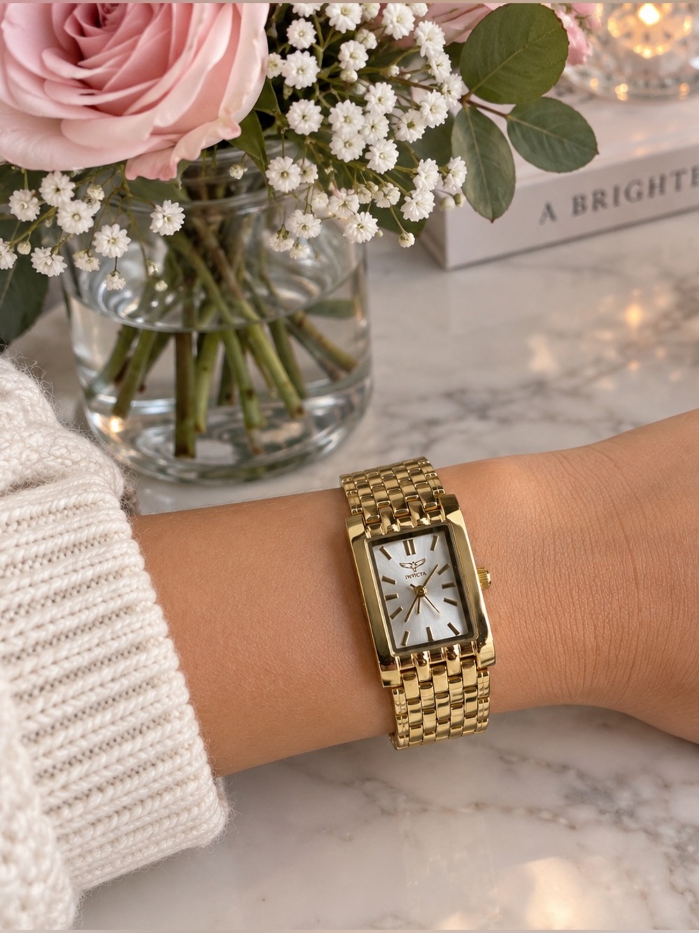 Invicta Rose Gold Tone Bracelet Watch with silver Dial(69891)